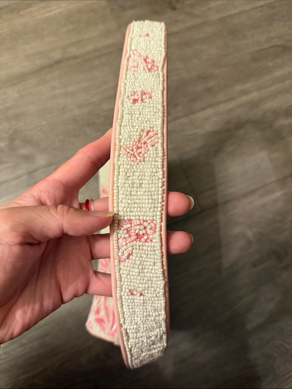 LIKE NEW STAUD Tommy Beaded Bag, Cherry Blossom Ivory Toile - Picture 9 of 10